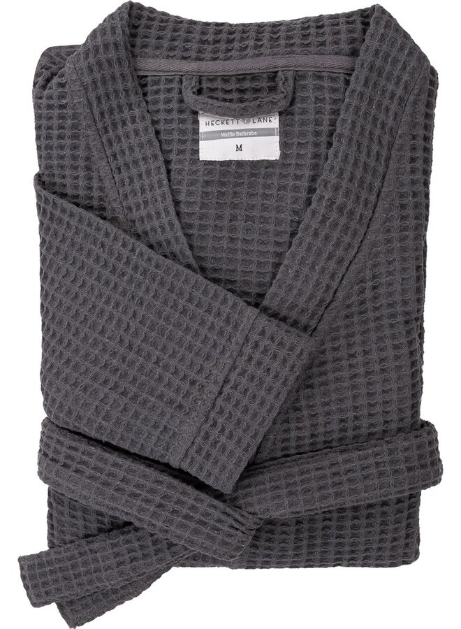 Heckett & Lane Badjas Wafel Antraciet - Gerecycled Katoen
