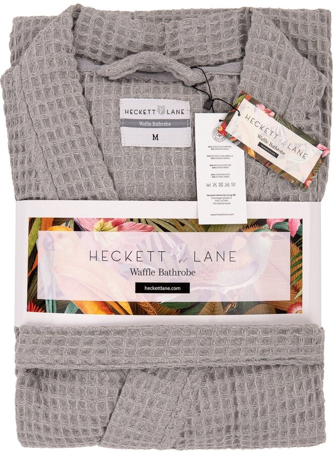 Heckett & Lane Badjas Wafel Grijs - Gerecycled Katoen