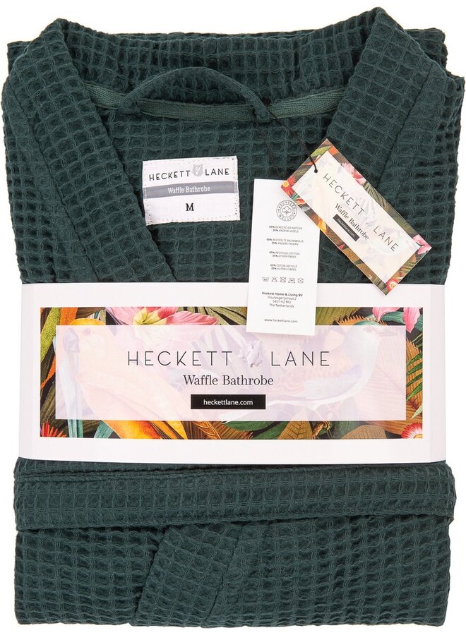 Heckett & Lane Badjas Wafel Groen - Gerecycled Katoen
