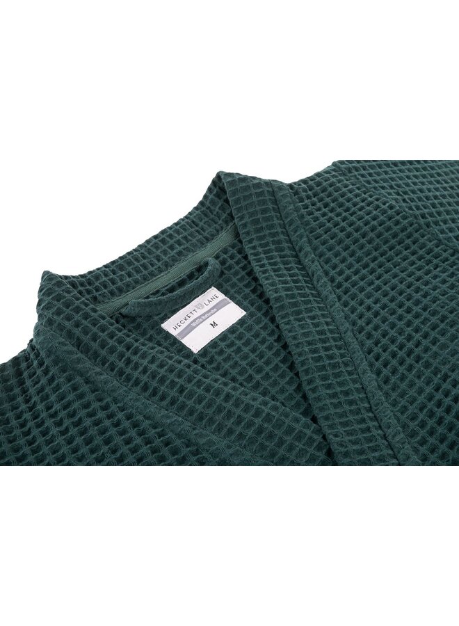 Heckett & Lane Badjas Wafel Groen - Gerecycled Katoen