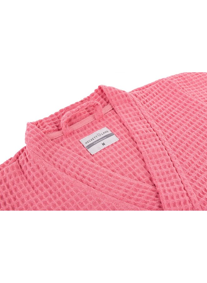 Heckett & Lane Badjas Wafel Roze - Gerecycled Katoen