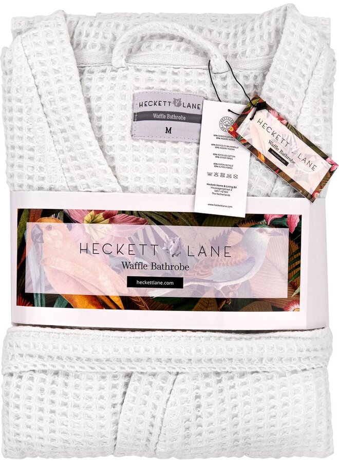 Heckett & Lane Badjas Wafel Wit - Gerecycled Katoen