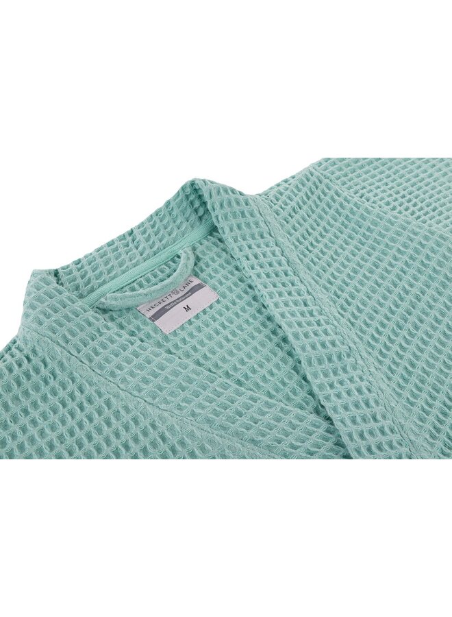 Heckett & Lane Badjas Wafel Groen - Gerecycled Katoen