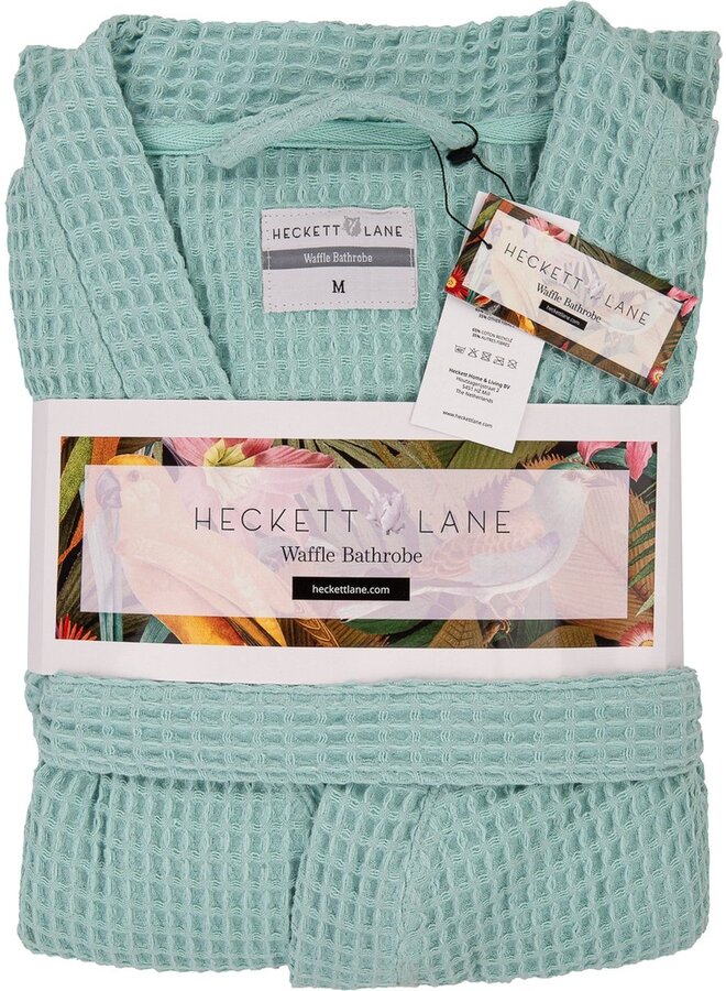 Heckett & Lane Badjas Wafel Groen - Gerecycled Katoen
