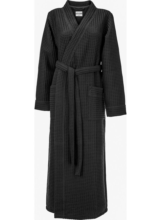 Badjas Wafel Zwart - Gerecycled Katoen