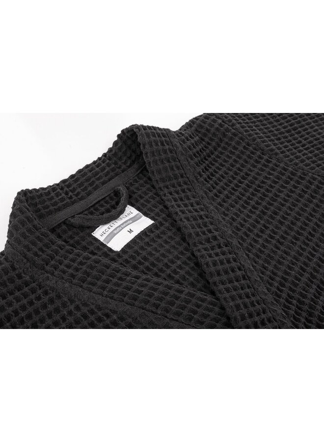 Heckett & Lane Badjas Wafel Zwart - Gerecycled Katoen