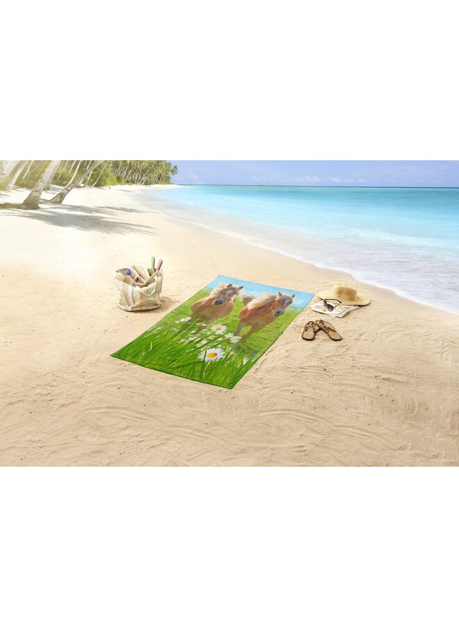 Good Morning Strandlaken Horses Multi - 75x150 - Velours