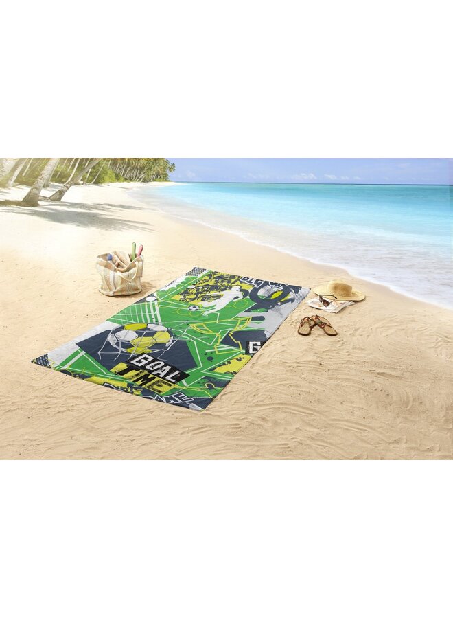 Good Morning Strandlaken Goaltime Groen - 75x150 - Velours