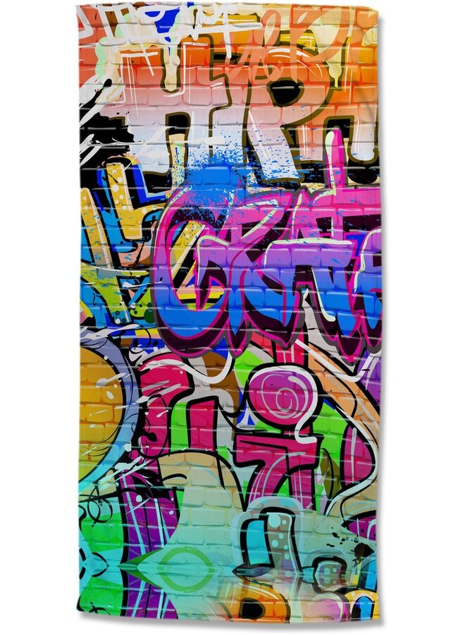 Good Morning Strandlaken Graffiti Multi - 75x150 - Velours