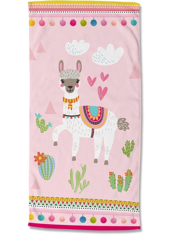 Strandlaken Lama Roze - 75x150 - Velours