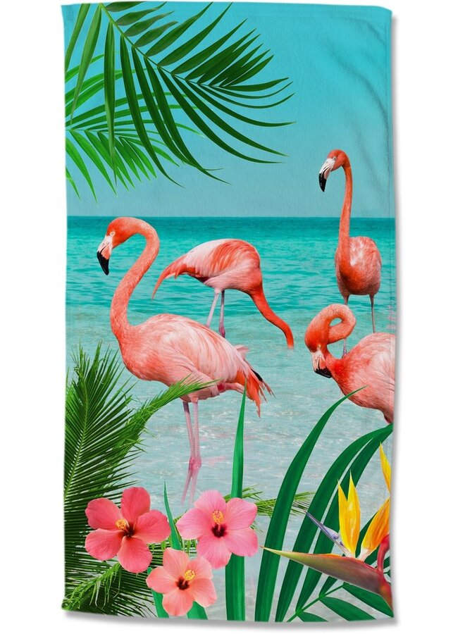 Strandlaken Flamingo Multi - 100x180 - Velours