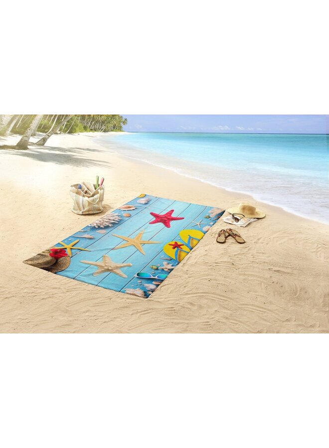 Good Morning Strandlaken Beachy Blauw - 100x180 - Velours