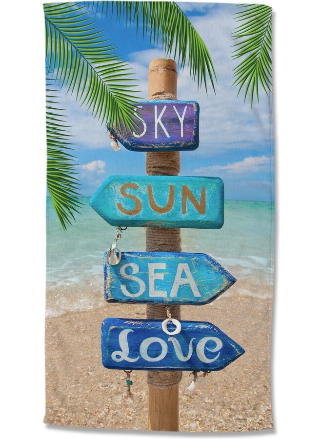 Strandlaken Happy Place Blauw - 100x180 - Velours