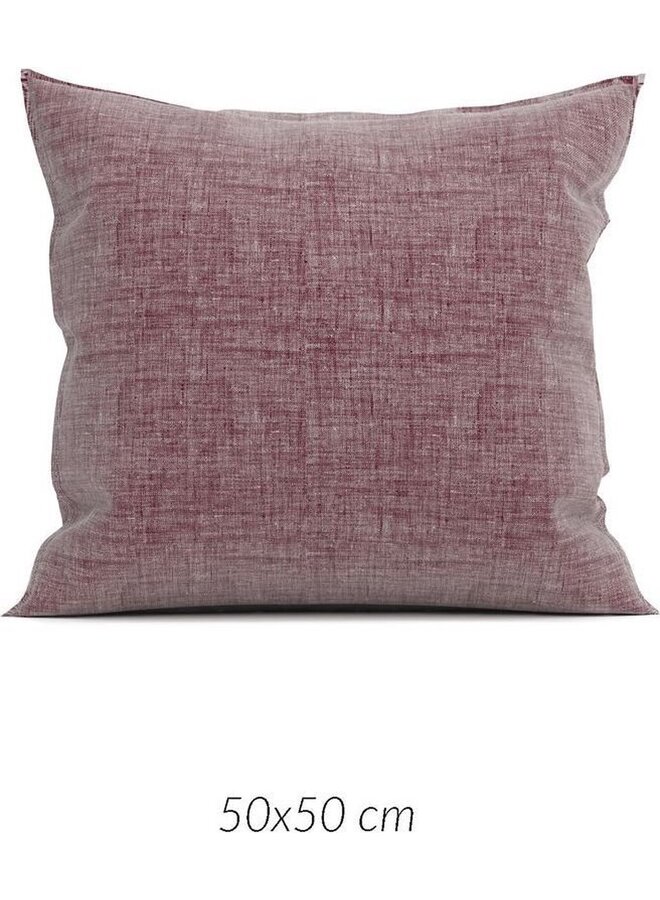 ZO! Home Sierkussenhoezen Lino (Set van 2) Wijnrood - 50x50 - Katoen