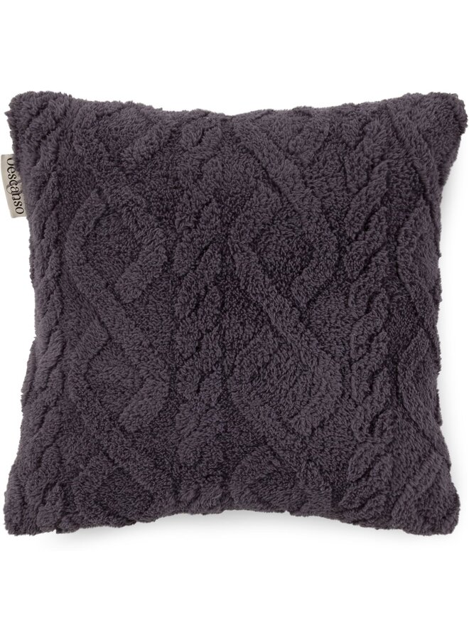 Sierkussen Gevuld Jacquard Antraciet - Teddystof