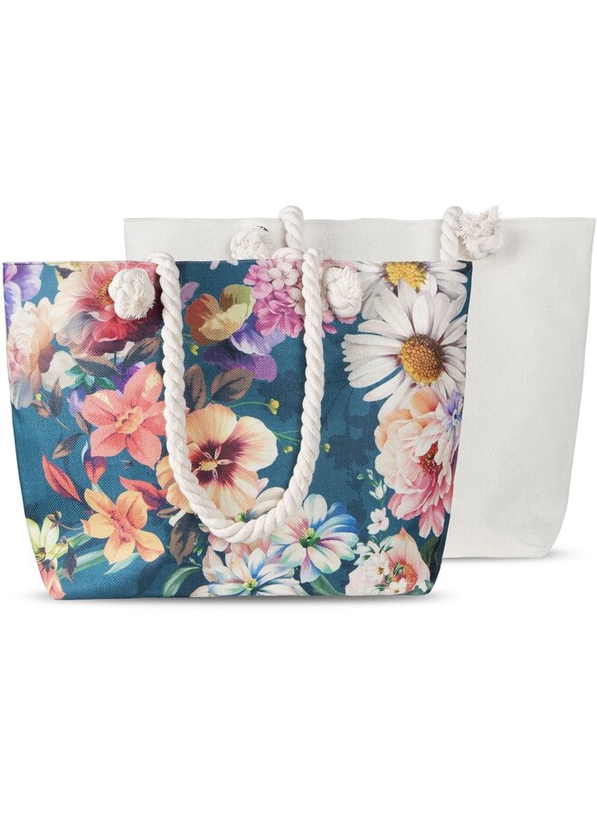 Strandtas/Handtas Novara Petrol - 43x60 - Linnen