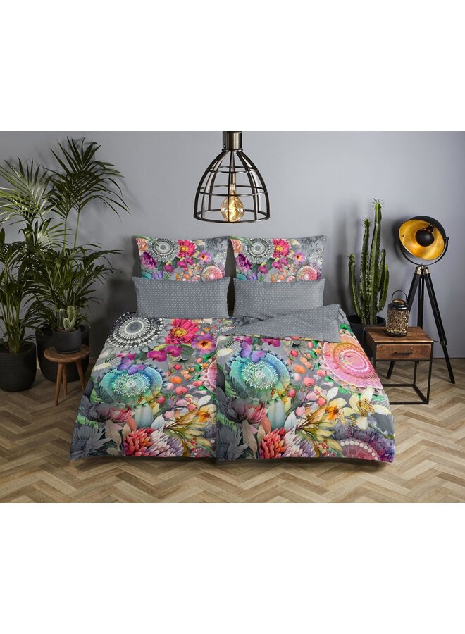 HIP Sierkussenhoes Olinga Grijs - Set Van 2 - 40x80 - Katoensatijn