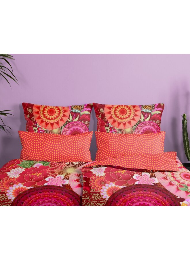 HIP Sierkussenhoezen (Set Van 2) Yuki Rood - 40x80 - Katoensatijn