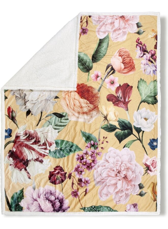 Descanso Plaid Fiori Oker - 130x160 - Velvet