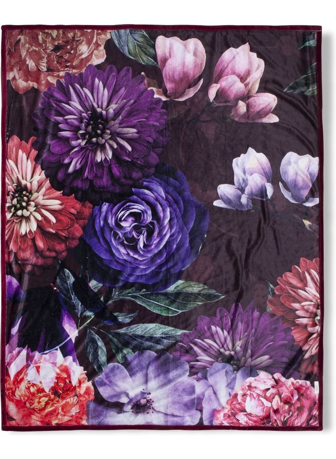 Descanso Plaid Bloomie Bordeaux - 130x160 - Velvet