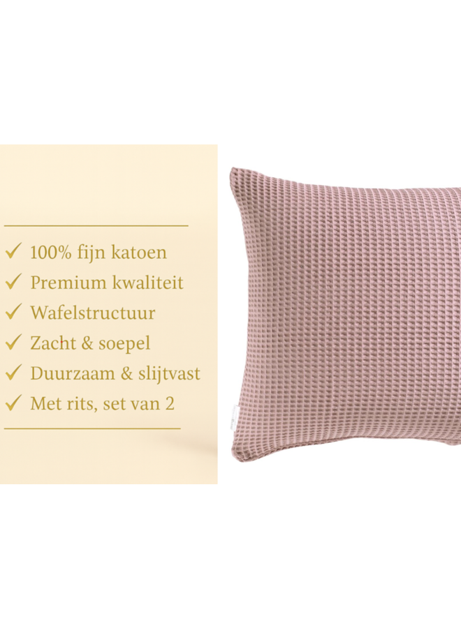 Heckett & Lane Kussenslopen Wafel Pale Lila - Set Van 2 - Katoen
