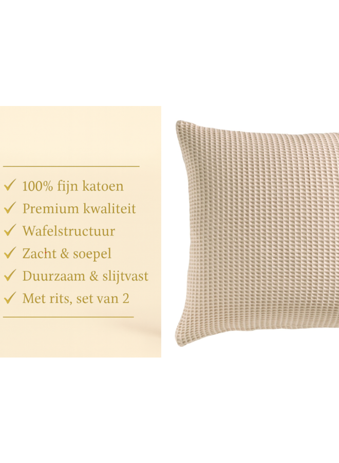 Heckett & Lane Kussenslopen Wafel Lichtroze - Set Van 2 - Katoen