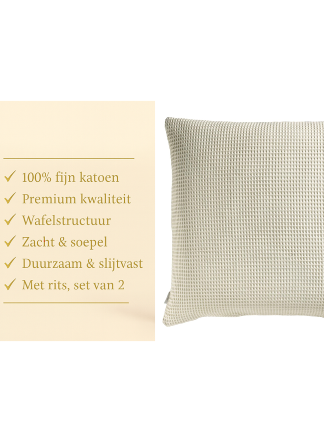 Heckett & Lane Kussenslopen Wafel (Set Van 2) Snow Wit - 80x80 - Katoen