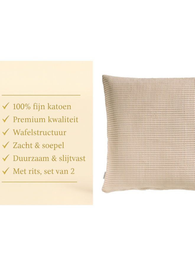 Heckett & Lane Kussenslopen Wafel (Set Van 2) Rosewater Roze - 80x80 - Katoen