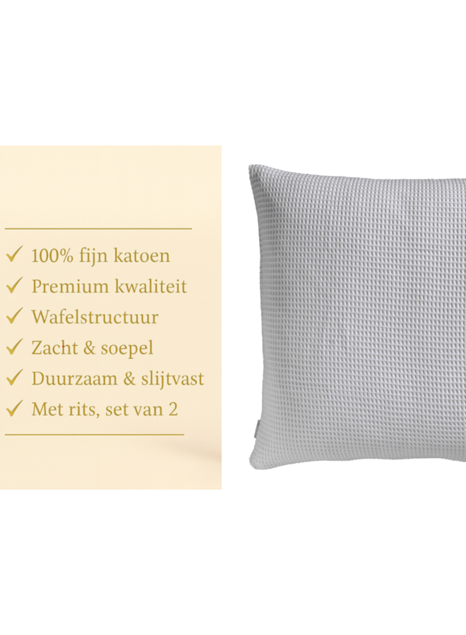Heckett & Lane Kussenslopen Wafel Wit - Set Van 2 - Katoen