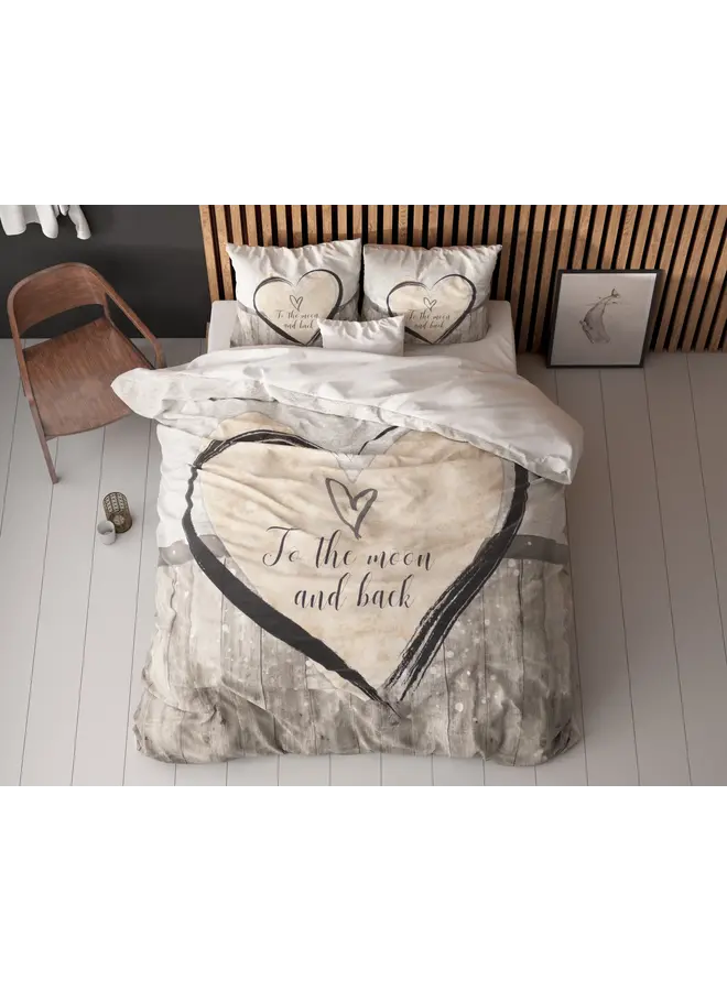 Sleeptime Dekbedovertrek Love To The Moon And Back 2 Grijs - Microvezel