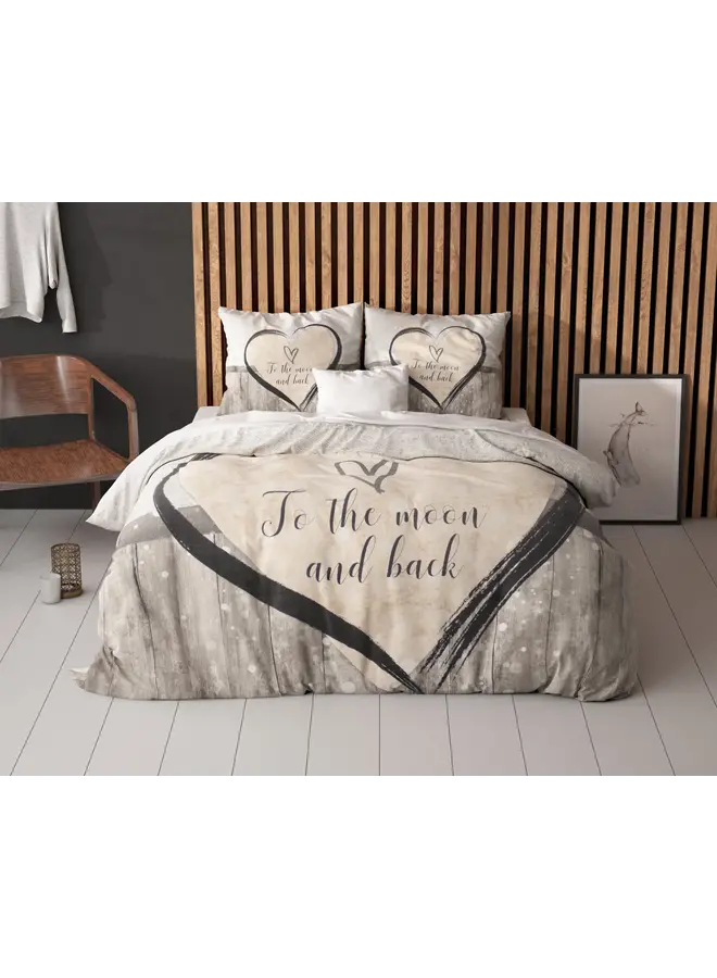 Sleeptime Dekbedovertrek Love To The Moon And Back 2 Grijs - Microvezel