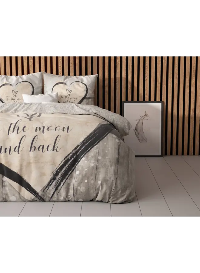 Sleeptime Dekbedovertrek Love To The Moon And Back 2 Grijs - Microvezel