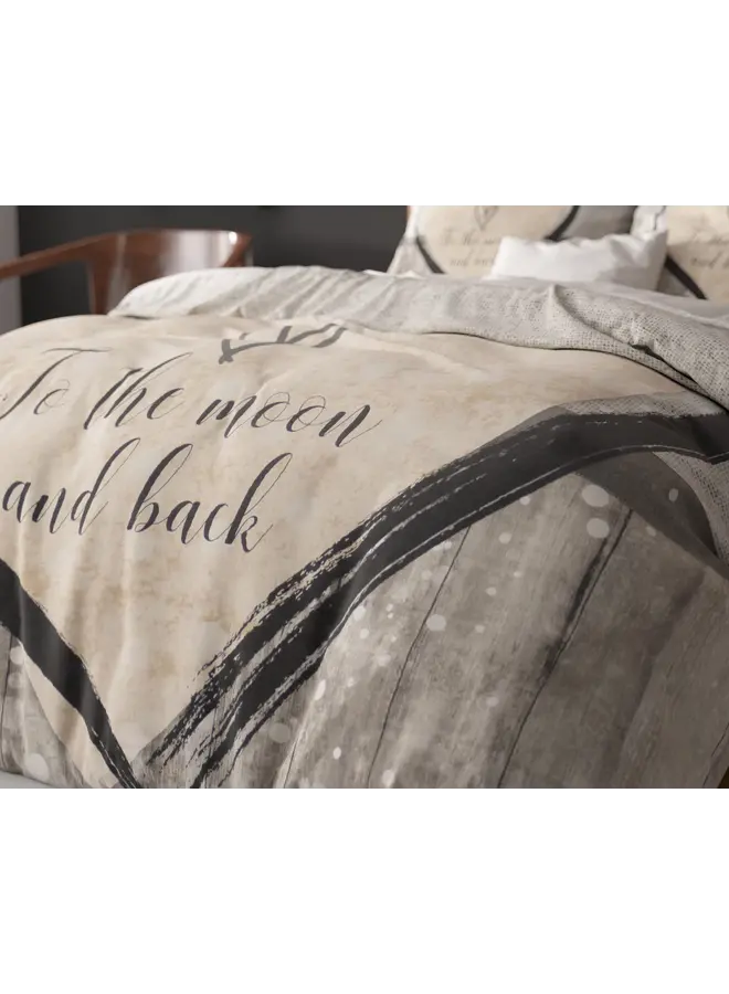 Sleeptime Dekbedovertrek Love To The Moon And Back 2 Grijs - Microvezel