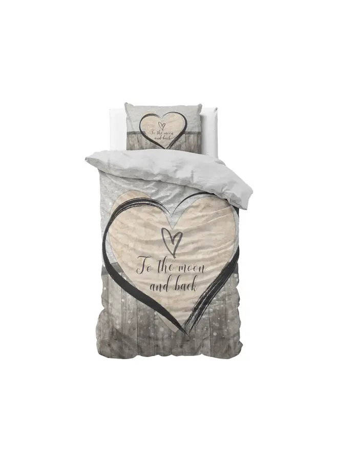 Sleeptime Dekbedovertrek Love To The Moon And Back 2 Grijs - Microvezel