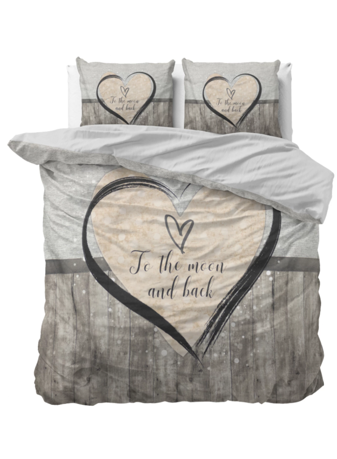 Sleeptime Dekbedovertrek Love To The Moon And Back 2 Grijs - Microvezel