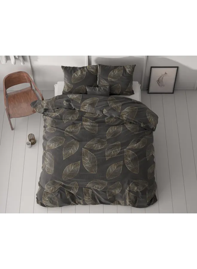 Sleeptime Dekbedovertrek Golden Leaf Antraciet - Microvezel