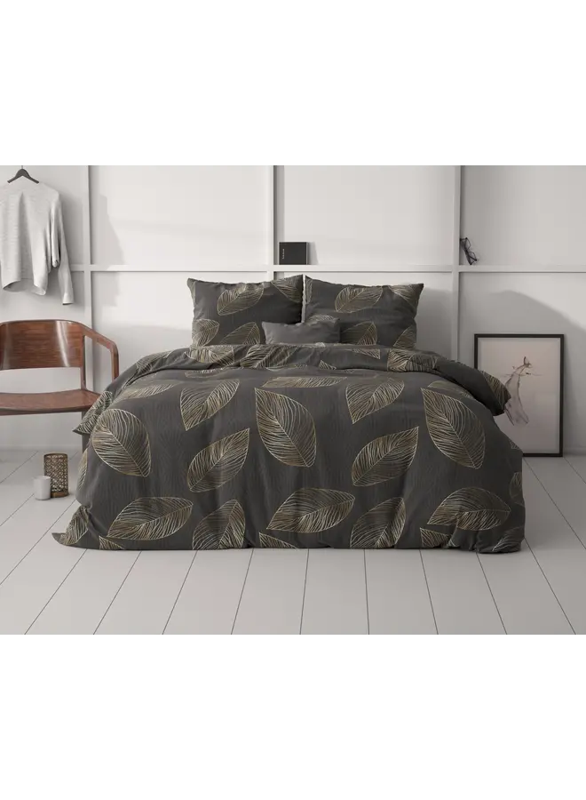 Sleeptime Dekbedovertrek Golden Leaf Antraciet - Microvezel