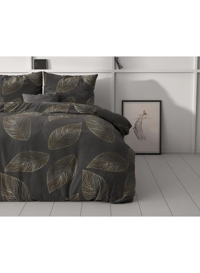 Sleeptime Dekbedovertrek Golden Leaf Antraciet - Microvezel