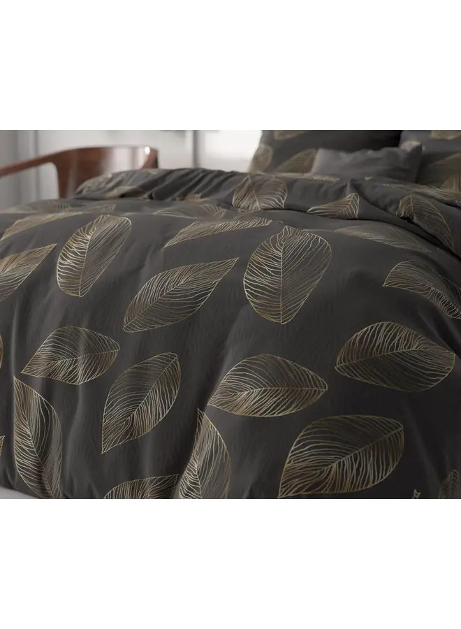 Sleeptime Dekbedovertrek Golden Leaf Antraciet - Microvezel
