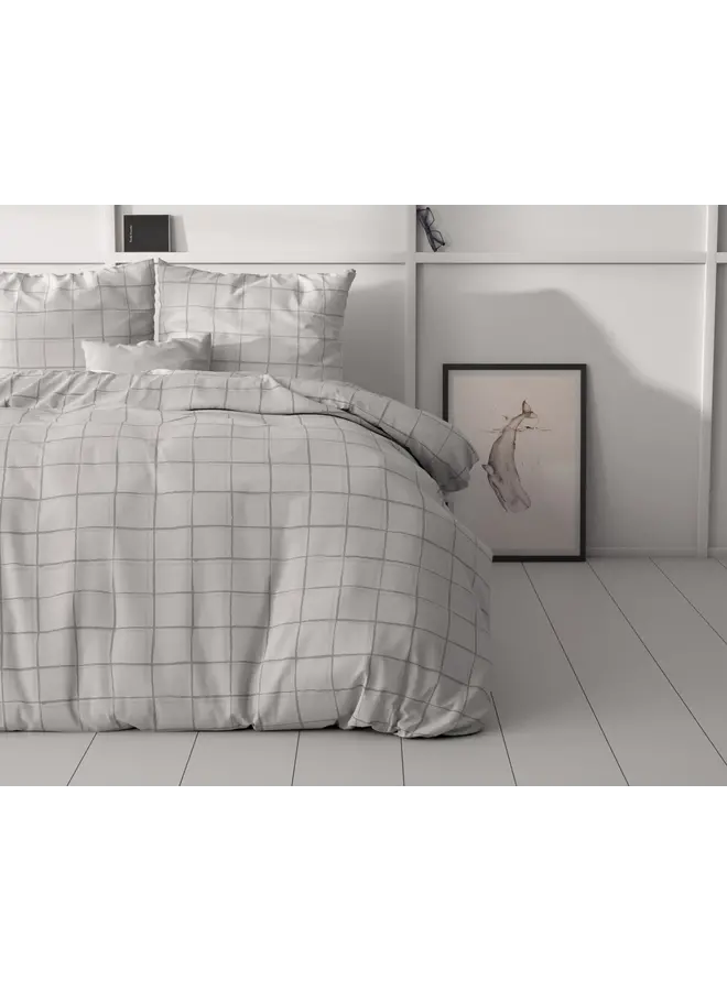 Sleeptime Dekbedovertrek Check It Grijs - Microvezel