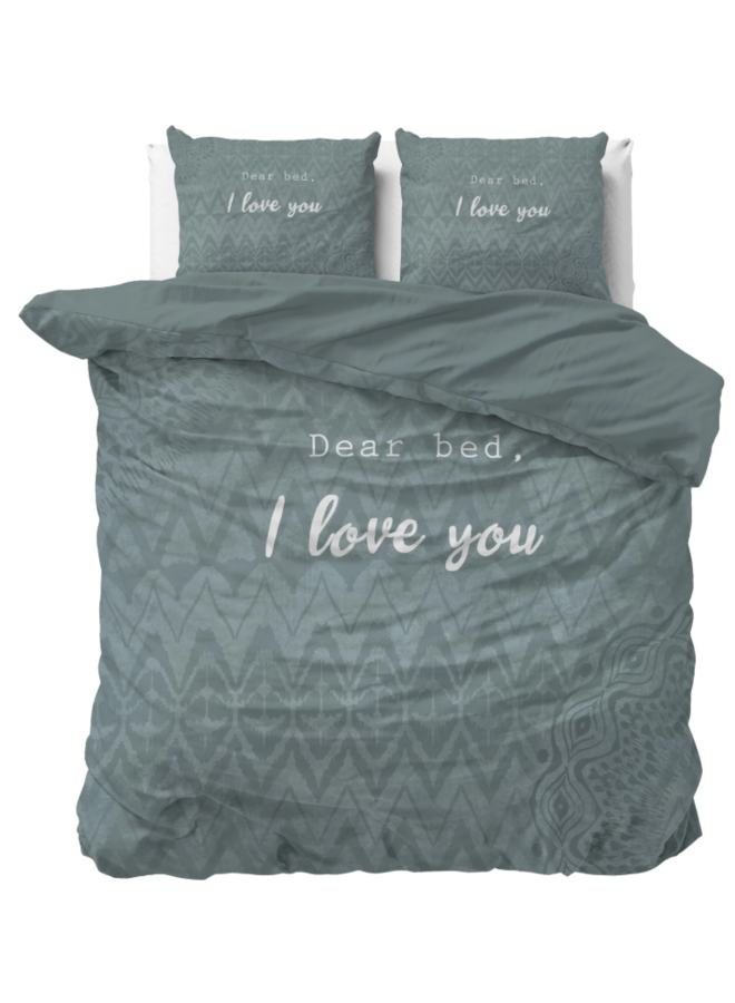 Sleeptime Dekbedovertrek I Love Bed Groen - Microvezel