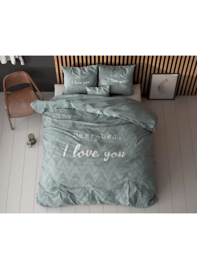 Sleeptime Dekbedovertrek I Love Bed Groen - Microvezel