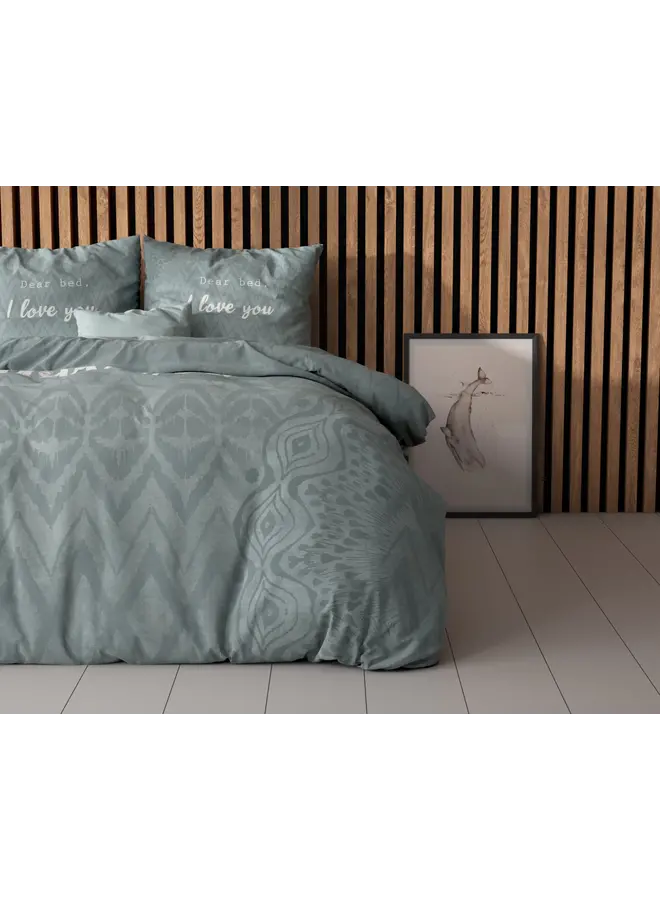 Sleeptime Dekbedovertrek I Love Bed Groen - Microvezel