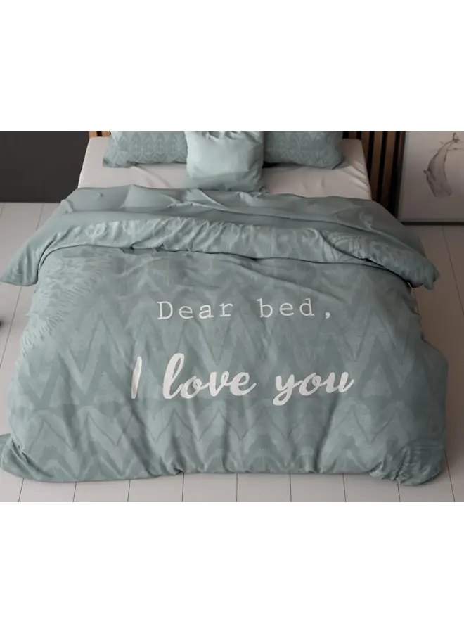 Sleeptime Dekbedovertrek I Love Bed Groen - Microvezel