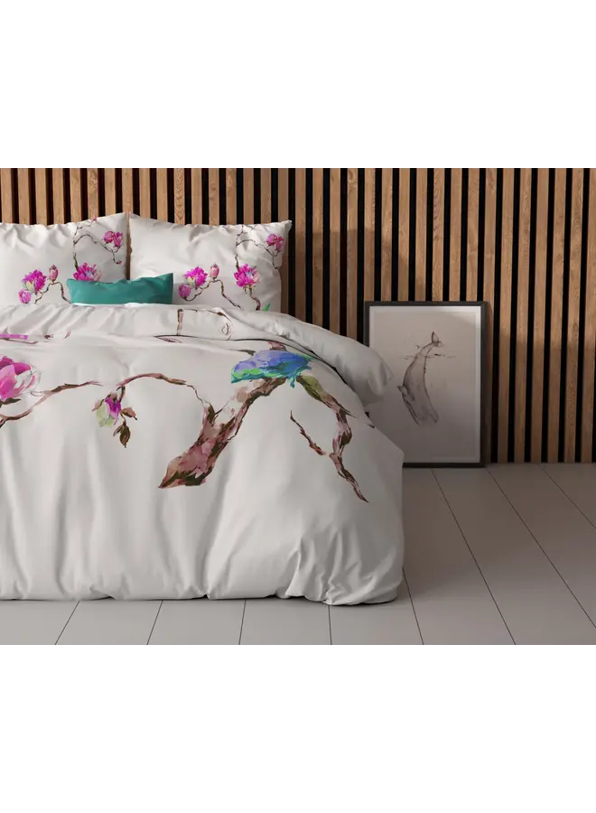 Sleeptime Dekbedovertrek Magnolias Wit - Microvezel