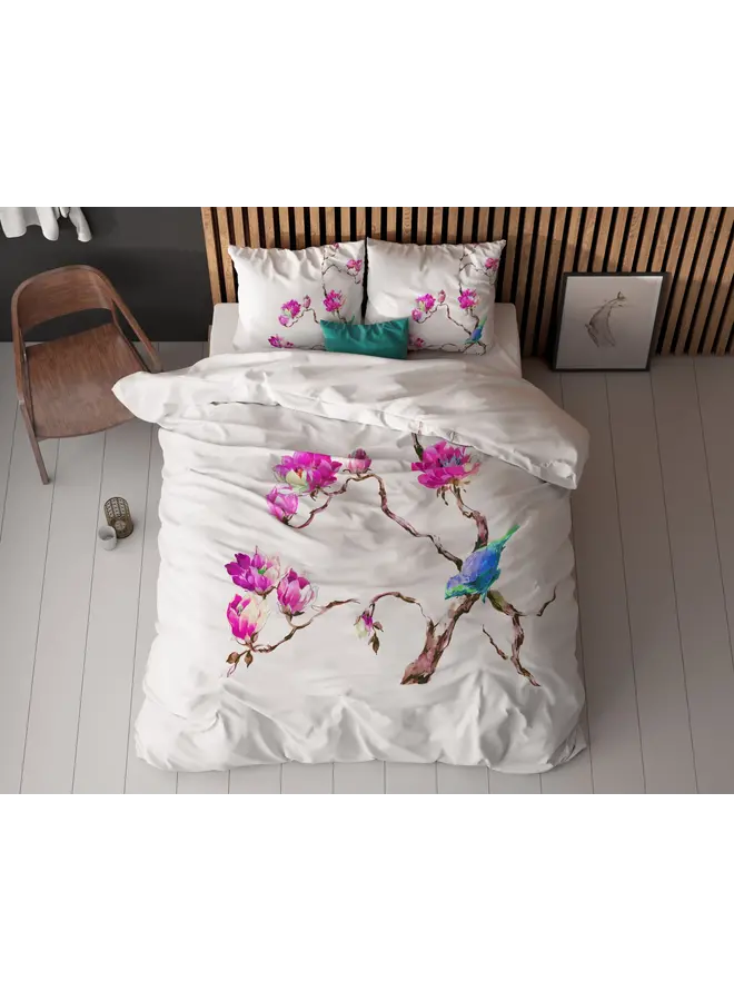 Sleeptime Dekbedovertrek Magnolias Wit - Microvezel