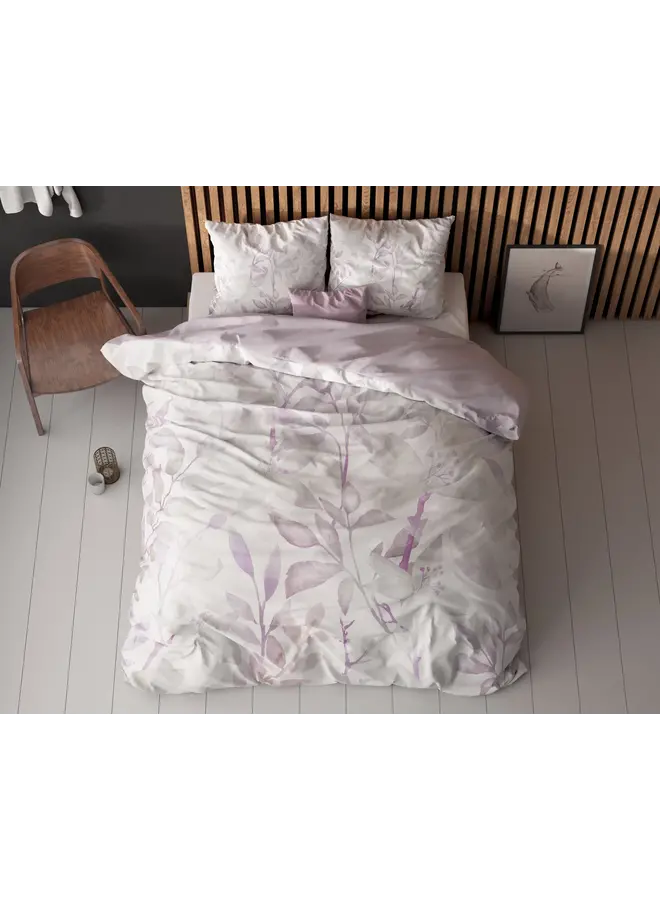 Sleeptime Dekbedovertrek Water Leaves Wit - Microvezel