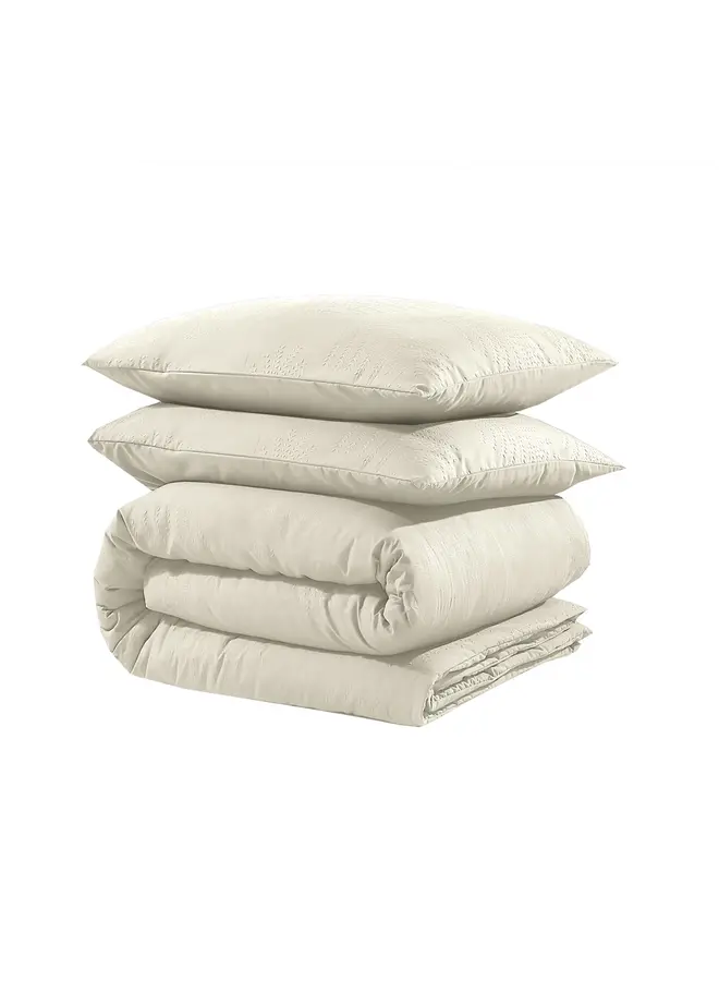 Sleeptime Dekbedovertrek Leaves 3D Creme - Microvezel