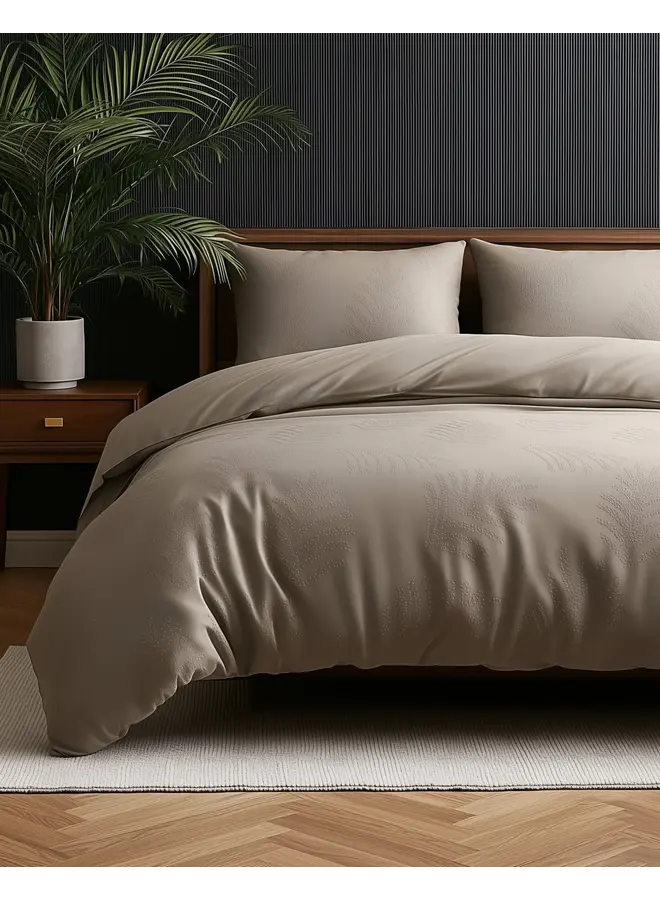 Sleeptime Dekbedovertrek Leaves 3D Taupe - Microvezel