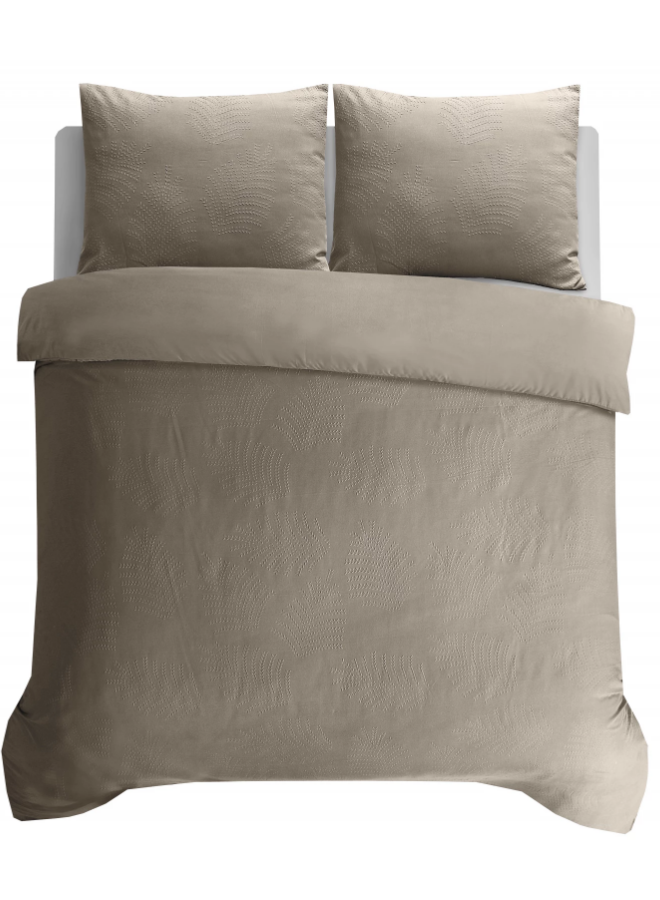 Sleeptime Dekbedovertrek Leaves 3D Taupe - Microvezel